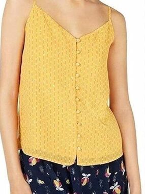 Maison Jules Yellow Textured Button-Front Camisole